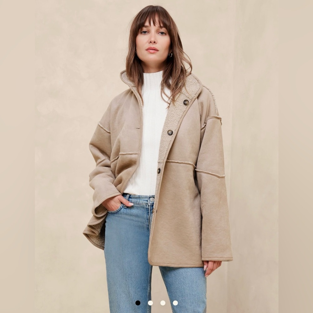 REVERSIBLE VEGAN SUEDE SHERPA JACKET
